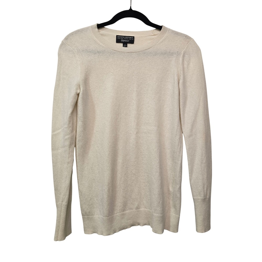 Banana Republic Filpucci Italian Ivory Crewneck Sweater S Quiet Luxury Preppy